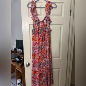 Floral Ruffle Maxi Dress - Multicolor